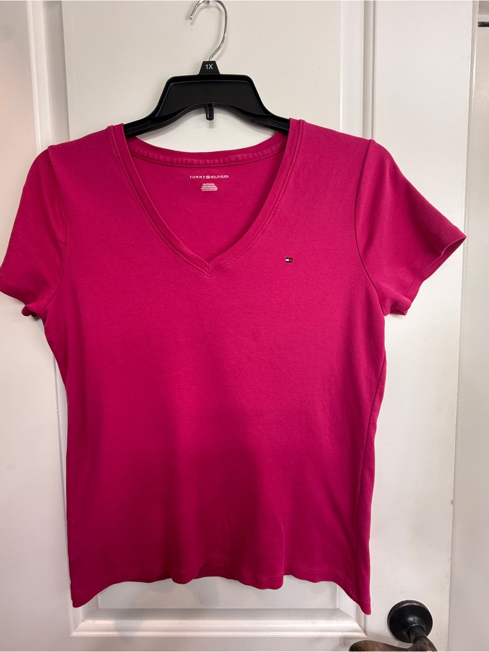 Tommy Hilfiger Hot Pink V-Neck Short Sleeve Tee